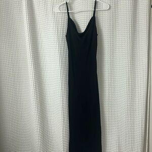 Topshop Black Satin Midi Dress